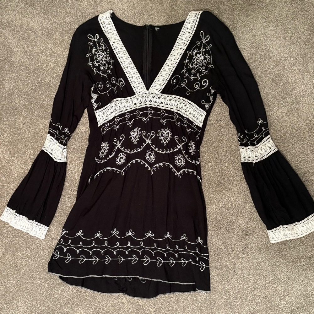 Black and White Embroidered top